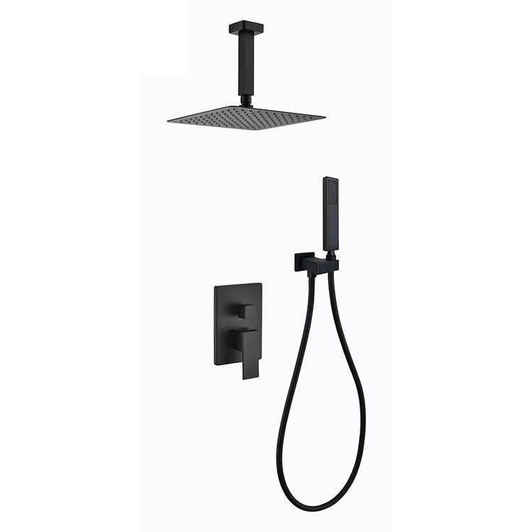 Matte Black Ceiling-Mounted Shower Mixer