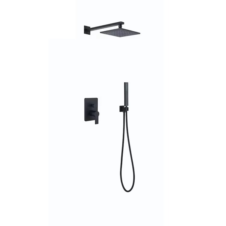 Matte Black Concealed Shower - Square