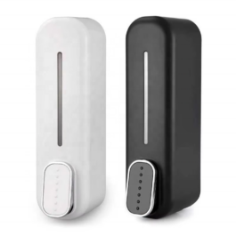 Sleek Wall-Mounted Soap Dispenser – Matte White & Black
